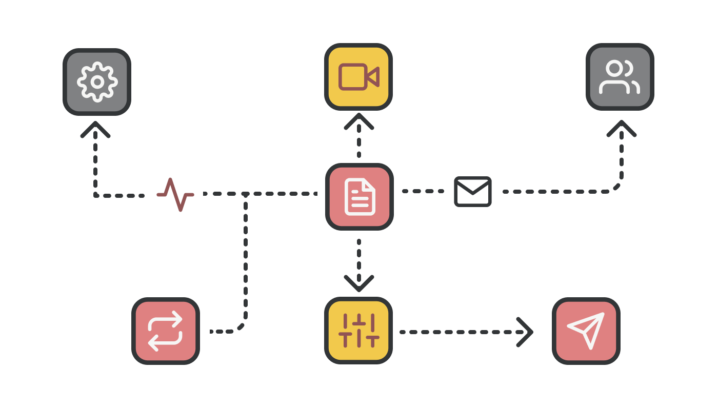 An illustration showing a flowchart of automated processes
