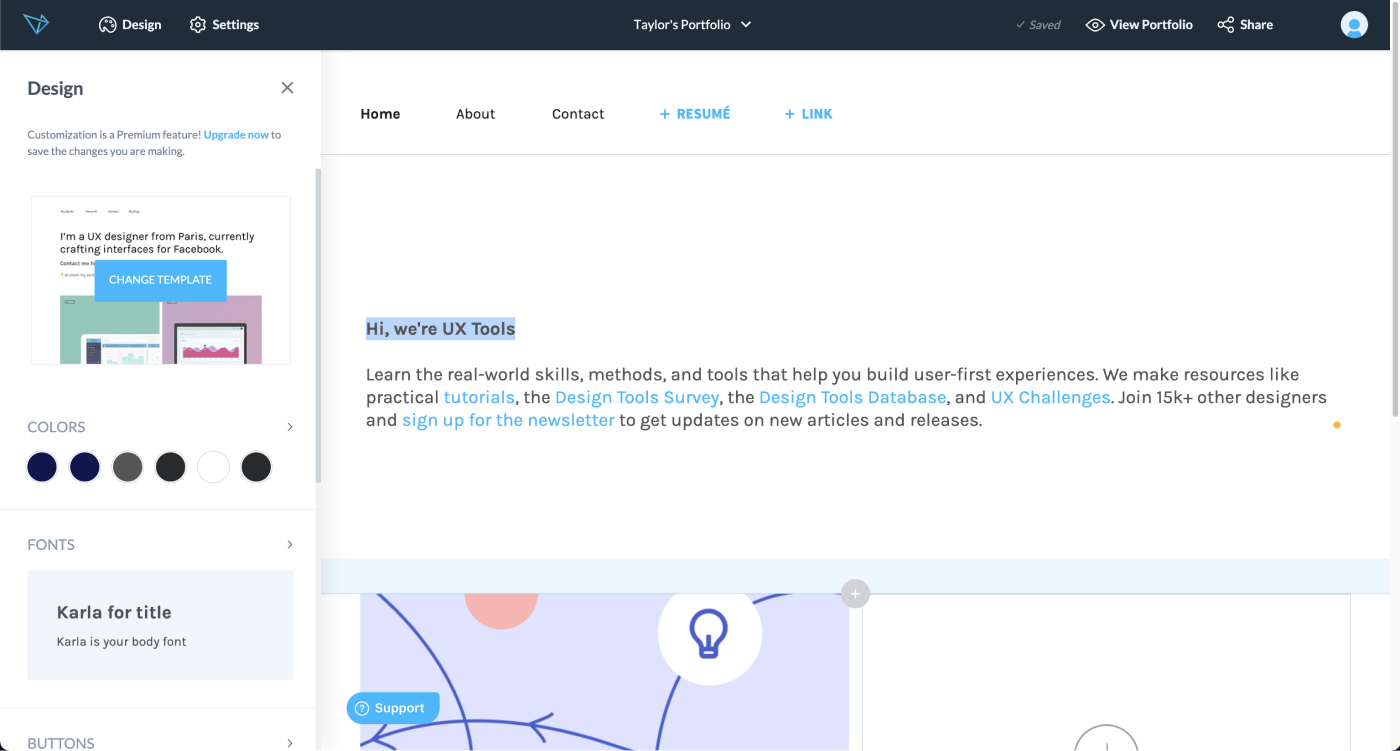 A screenshot of uxfolio